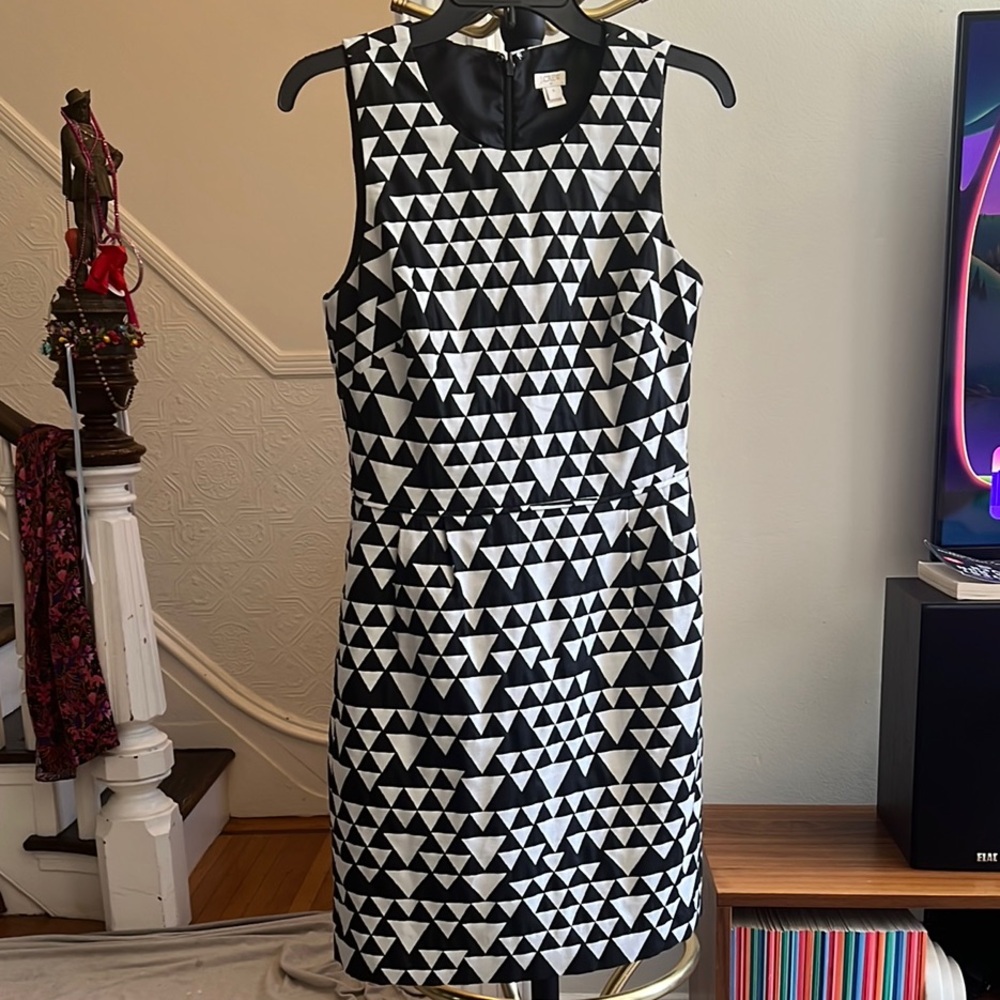 Vintage J.Crew Black & White Triangle Print Dress – Size 4